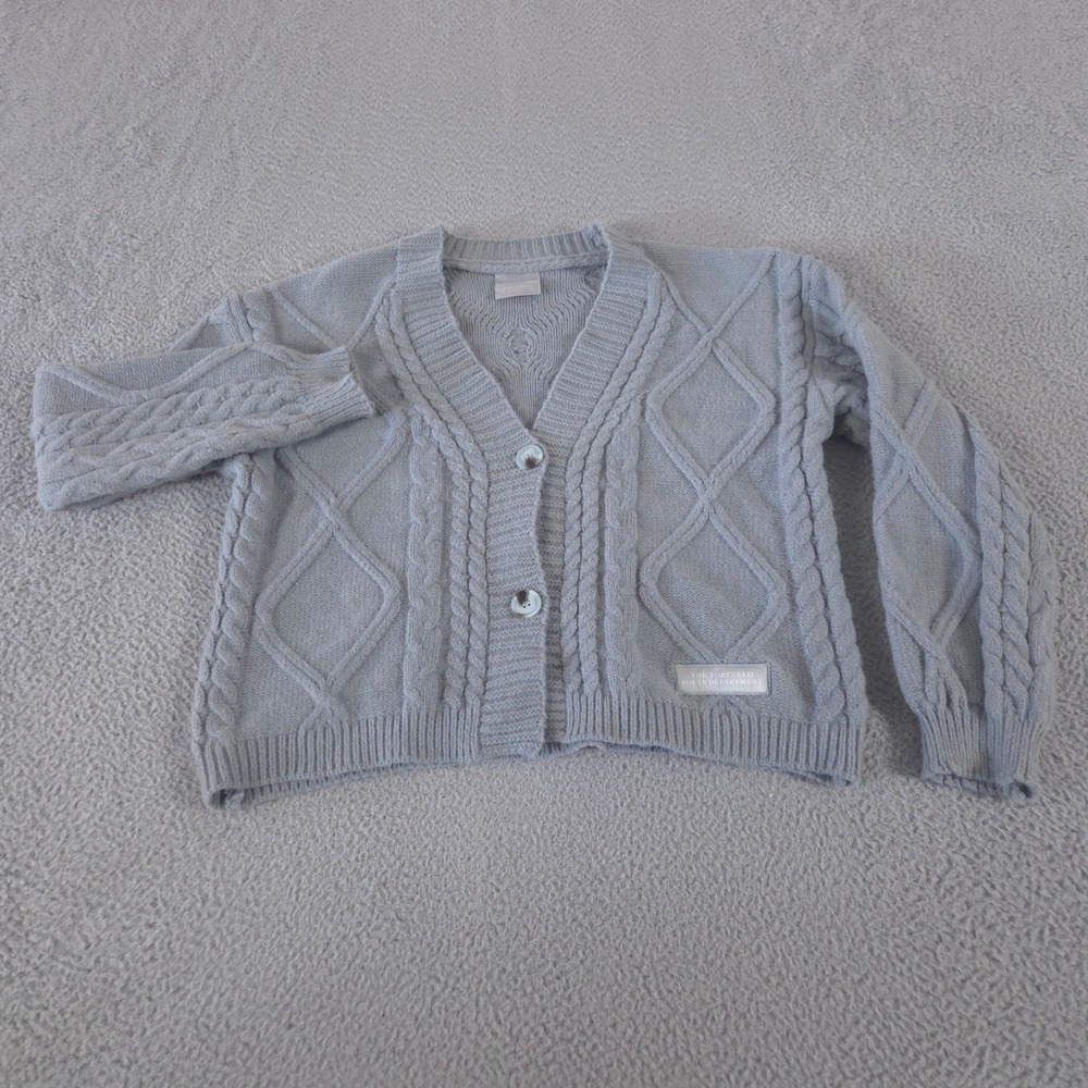 Taylor Swift Cardigan Womens M/L Grey TTPD The Tortured Poets Department Knit - Picture 2 of 10